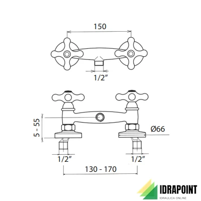 BATTERIA ESTERNA DOCCIA CON USCITA Ø 1/2