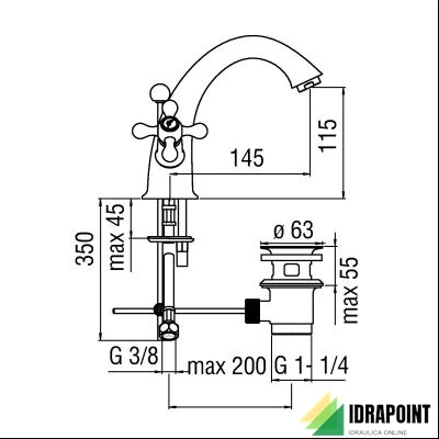 BATTERIA LAVABO MONOFORO - SERIE GRAZIA