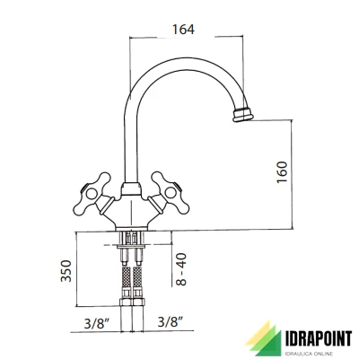 BATTERIA MONOFORO LAVELLO CON COLLO 0724 - SERIE EPOCA