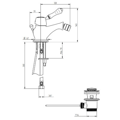 BIDET MONOFORO CON SCARICO BOCCA 140 MM ECO - SERIE NOEL