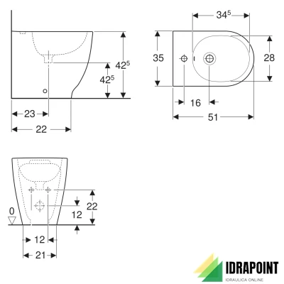 BIDET FILO PARETE A PAVIMENTO - SERIE ACANTO
