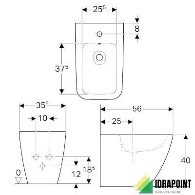 BIDET FILO PARETE BIANCO - SERIE ICON SQUARE