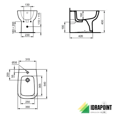 BIDET FILO PARETE MONOFORO ESEDRA BIANCO EUROPEO