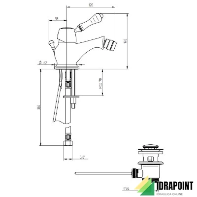 BIDET MONOFORO CON SCARICO BOCCA 140 MM ECO - SERIE NOEL