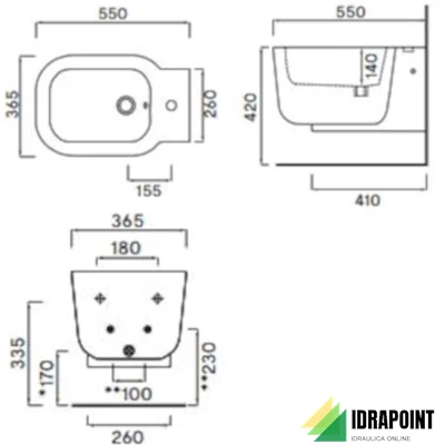BIDET SOSPESO SERIE CUBIKA BIANCO LUCIDO