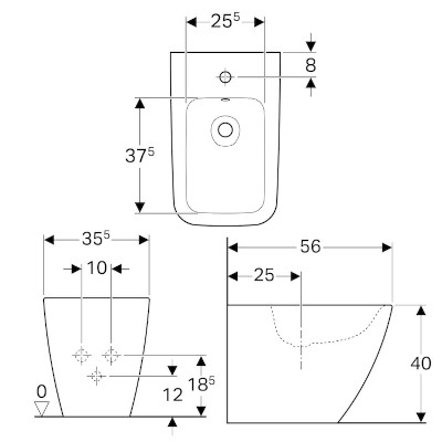 BIDET FILO PARETE BIANCO - SERIE ICON SQUARE