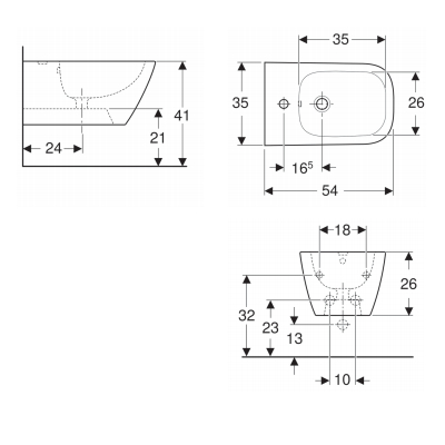 BIDET SOSPESO BIANCO - SERIE SMYLE SQUARE