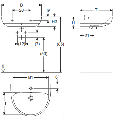 LAVABO 60 CM - SERIE SELNOVA BIANCO