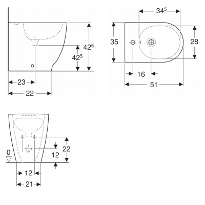 BIDET FILO PARETE A PAVIMENTO - SERIE ACANTO