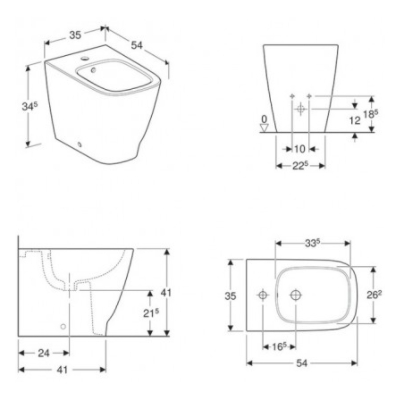 SMYLE SQUARE BIDET FILO MURO BIANCO