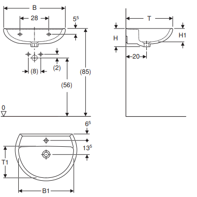 LAVABO CM 60 - SERIE COLIBRI' BIANCO