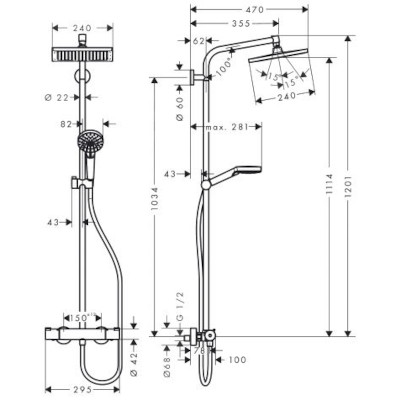 CROMETTA E SHOWERPIPE 240 1JET CON TERMOSTATICO