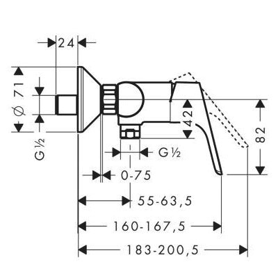 MISCELATORE DOCCIA ESTERNO - SERIE FOCUS E2