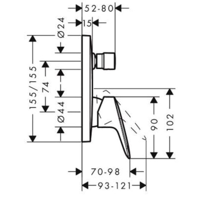 MISCELATORE INCASSO DOCCIA CON DEVIATORE - SERIE LOGIS