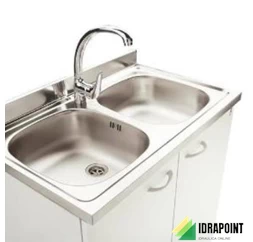 MOBILE E LAVELLO INOX CM 120X50 2 VASCHE SCIVOLO DX BIANCO