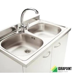 MOBILE E LAVELLO INOX CM 120X50 2 VASCHE SCIVOLO DX BIANCO