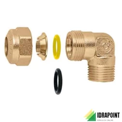 RACCORDO CURVO TENUTA O-RING X TUBO RAME 3/8