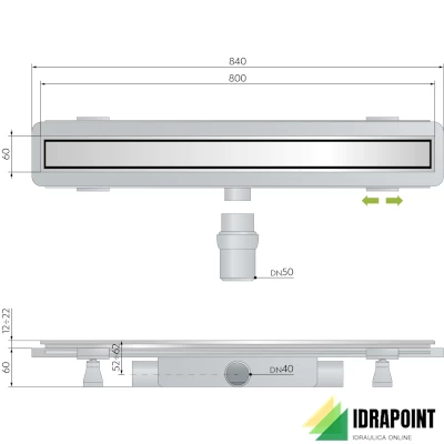 CANALINA ACCIAIO INOX 80X6CM H 6CM IN ABS PIASTRELLABILE
