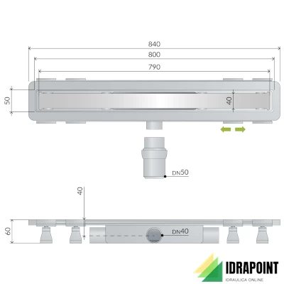 CANALINA INOX 600X50 MM RENOVA UNSEEN