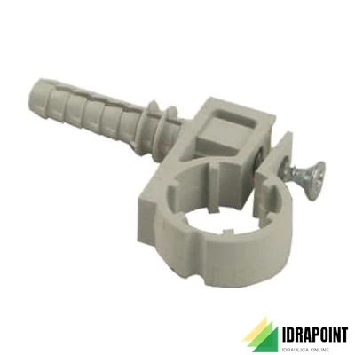 FERMATUBO IN NYLON PER TUBO RAME CON VITE E TASSELLO Ø 16 MM