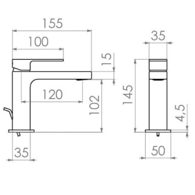 MISCELATORE LAVABO 145 MM CON SALTARELLO - SERIE TEO CROMO