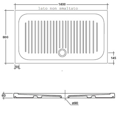 PIATTO DOCCIA 140X80 CM H=60 MM