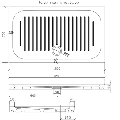 PIATTO DOCCIA 120X70 CM H=60 MM