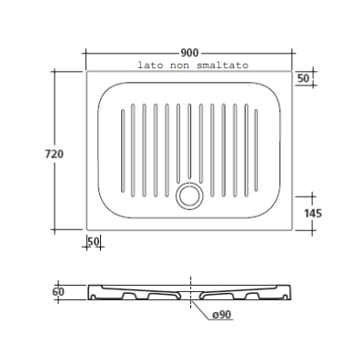 PIATTO DOCCIA 90X72 CM H=60 MM
