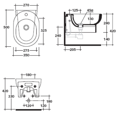 BIDET SOSPESO MONOFORO CM. 50 - SERIE M2 BIANCO