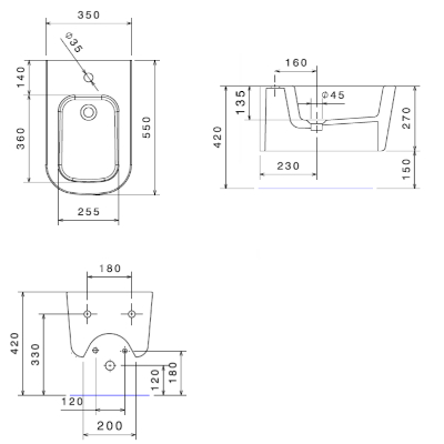 MEG11 PRO BIDET SOSPESO MONOFORO 55X35 CM BIANCO
