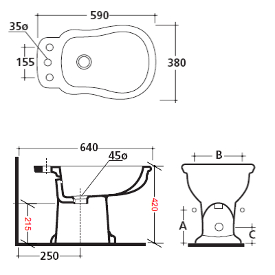 BIDET MONOFORO CM. 59 - SERIE ETHOS