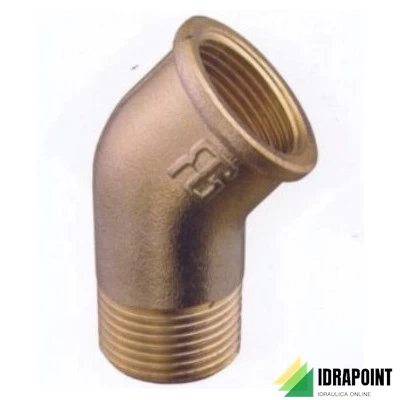GOMITO A 45° IN OTTONE GIALLO M/F Ø 1