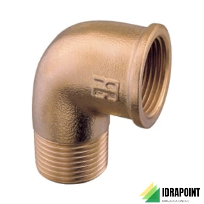 GOMITO A 90° IN OTTONE GIALLO M/F Ø 1.1/2