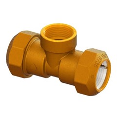 TE OTTONE CON ATTACCO CENTRALE F X TUBO PE Ø 1/2