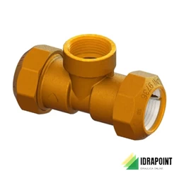 TE OTTONE CON ATTACCO CENTRALE F X TUBO PE Ø 1/2