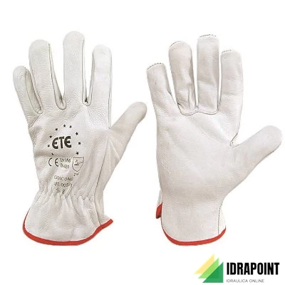 GUANTO IN PELLE IN FIORE DI VITELLO BIANCO TAGLIA 10