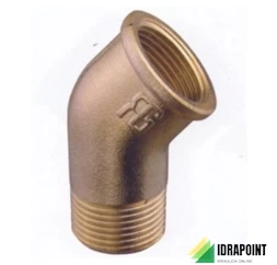 GOMITO A 45° IN OTTONE GIALLO M/F Ø 1/2