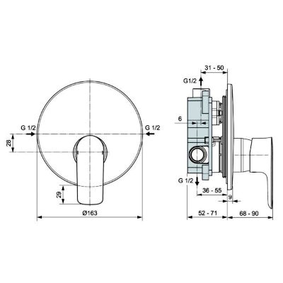 PARTI ESTERNE MISCELATORE INCASSO DOCCIA - SERIE CONNECT AIR
