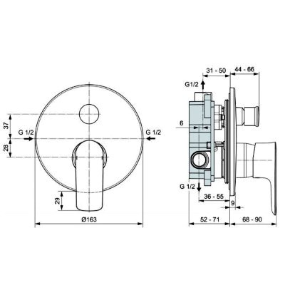 PARTI ESTERNE MISCELATORE INCASSO DOCCIA/VASCA SERIE CONNECT