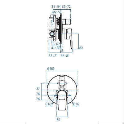 MISCELATORE  INCASSO DOCCIA CON DEVIATORE - SERIE CERAMIX