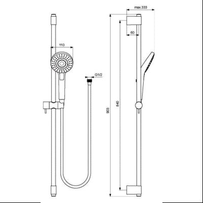 ASTA DOCCIA 90 CM EVO ROUND DOCCETTA Ø 110 MM