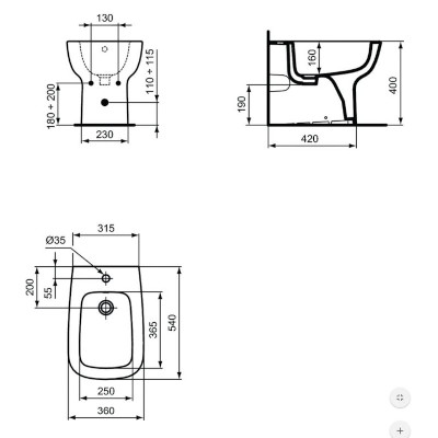 BIDET FILO PARETE MONOFORO ESEDRA BIANCO EUROPEO