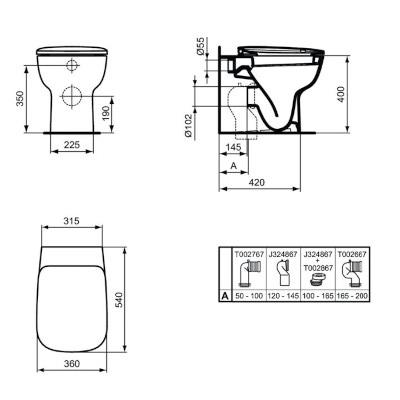 VASO FILO PARETE CON SEDILE SLIM ESEDRA BIANCO EUROPEO