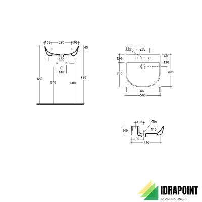 LAVABO 50X48 CM - SERIE EDEN BIANCO