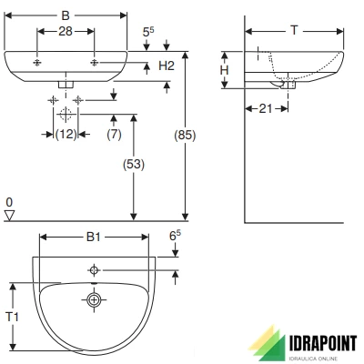 LAVABO 65 CM - SERIE SELNOVA BIANCO