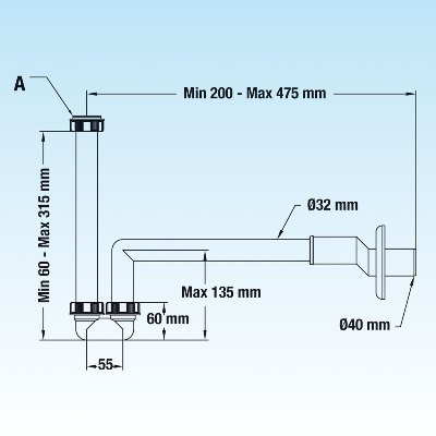 SIFONE ECCENTRICO POLYPROPYLENE BIANCO PER LAVABO/BIDET 1643