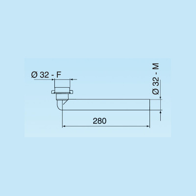 PROLUNGA CURVA PER  SIFONE Ø 32X280 MM