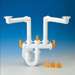 SIFONE SPAZIO 2 PER LAVELLO INOX 2 VASCHE