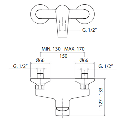 MISCELATORE ESTERNO DOCCIA 3723 - SERIE LOGOS+/LOGOS 130