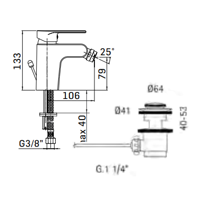 MISCELATORE BIDET 5661 - SERIE LOGOS H130